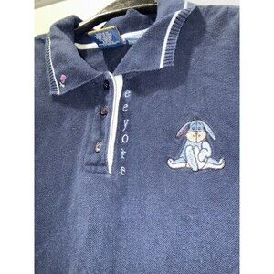 Vintage Disney Pooh Eeyore Sleeveless Polo Shirt Vest 26/28W Plus Size Navy 90s